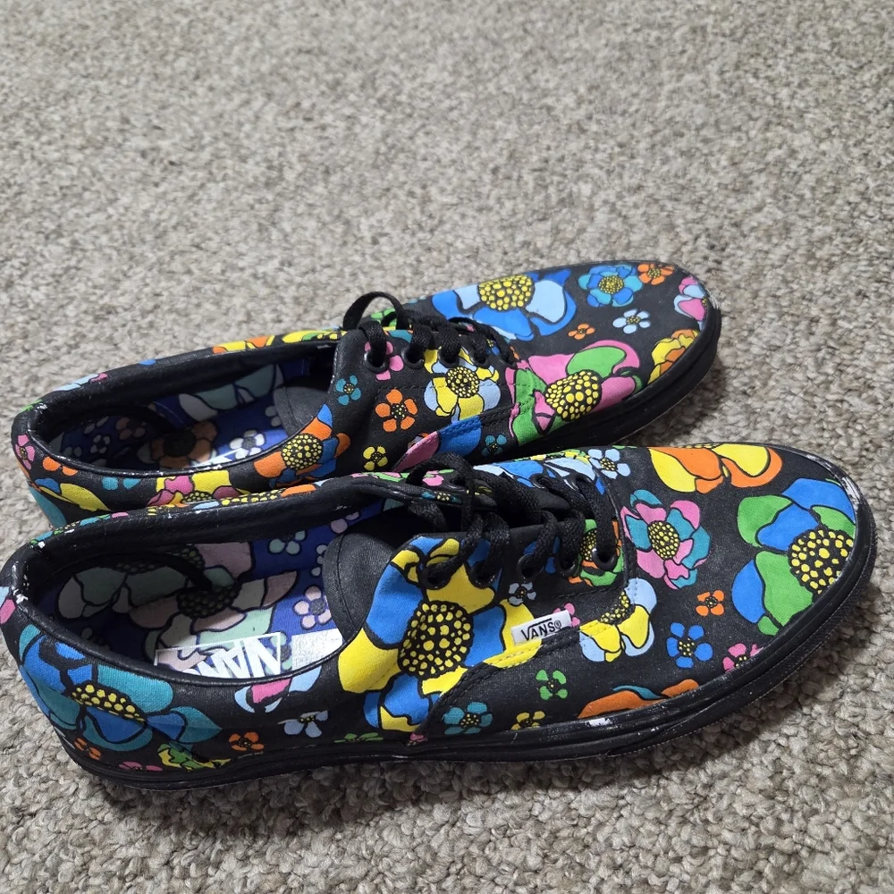 Vans Era U-Color Black‎ Floral MENS Size 12 Skate Shoes - Picture 6 of 14